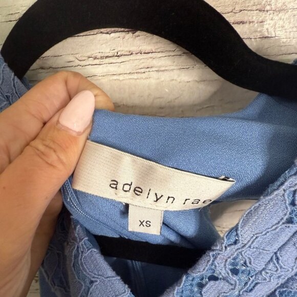 Adelyn Rae Cayden Cross Neck Lace Jumpsuit In Periwinkle size Size xs - Picture 5 of 11